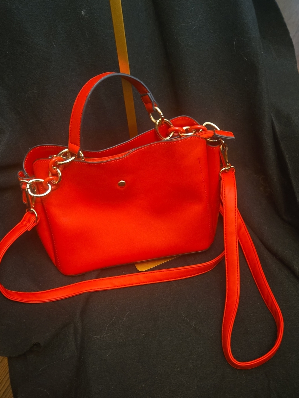 Bold Red Top-Handle Crossbody Bag with Gold Hardware